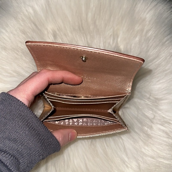Kate Spade New York Laurel Way Petty Small Wallet in Rose Gold Saffiano Leather - Picture 8 of 10